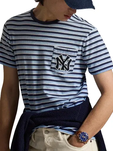 Polo Ralph Lauren Men's Yankees Striped Crewneck T-Shirt | Thumbnail 5 Polo Ralph Lauren Men's Yankees Striped Crewneck T-Shirt | Thumbnail 5