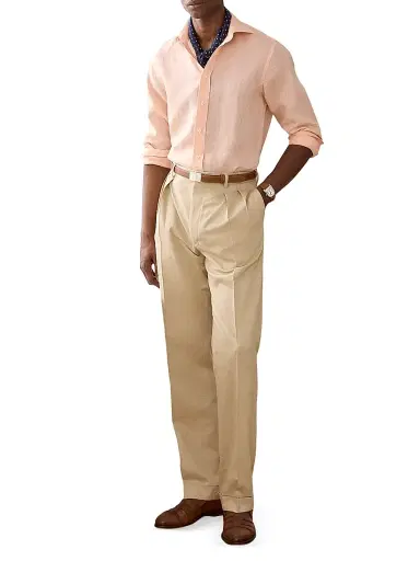 Ralph Lauren Purple Label Men's Gregory Hand-Tailored Silk Suit Trousers - Sand | Thumbnail 2 Ralph Lauren Purple Label Men's Gregory Hand-Tailored Silk Suit Trousers - Sand | Thumbnail 2