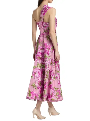 THEIA Women's Zanthe Brocade Ruffle Tea-Length Dress | Thumbnail 5 THEIA Women's Zanthe Brocade Ruffle Tea-Length Dress | Thumbnail 5