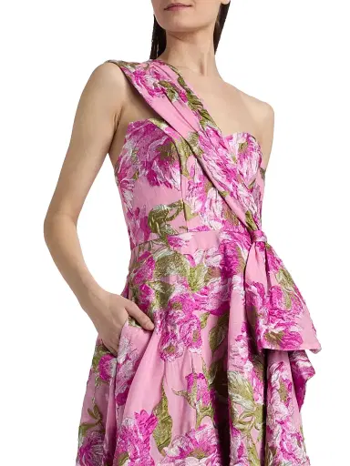 THEIA Women's Zanthe Brocade Ruffle Tea-Length Dress | Thumbnail 6 THEIA Women's Zanthe Brocade Ruffle Tea-Length Dress | Thumbnail 6