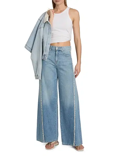 Le Jean Women's Joss Frayed-Seam Wide-Leg Jeans - Forget Me Not | Thumbnail 2 Le Jean Women's Joss Frayed-Seam Wide-Leg Jeans - Forget Me Not | Thumbnail 2