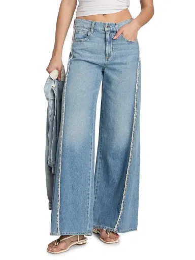 Le Jean Women's Joss Frayed-Seam Wide-Leg Jeans - Forget Me Not | Thumbnail 3 Le Jean Women's Joss Frayed-Seam Wide-Leg Jeans - Forget Me Not | Thumbnail 3