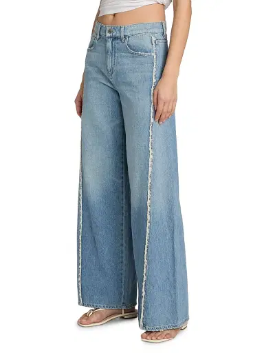 Le Jean Women's Joss Frayed-Seam Wide-Leg Jeans - Forget Me Not | Thumbnail 4 Le Jean Women's Joss Frayed-Seam Wide-Leg Jeans - Forget Me Not | Thumbnail 4