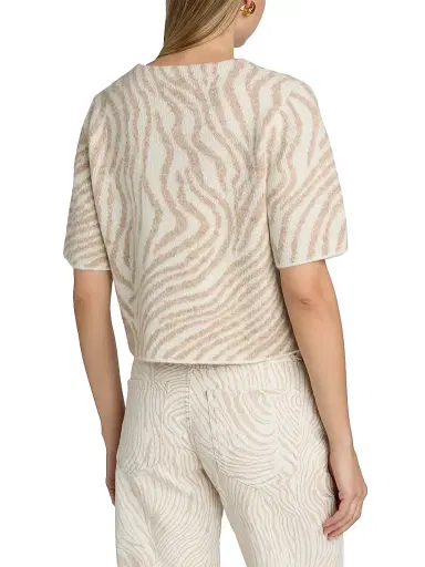 Le Jean Women's Lulu Zebra-Print Short-Sleeve Sweater | Thumbnail 5 Le Jean Women's Lulu Zebra-Print Short-Sleeve Sweater | Thumbnail 5