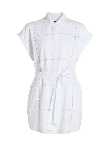 Le Jean Women's Eyelet Linen Shirtdress - White | Thumbnail 1 Le Jean Women's Eyelet Linen Shirtdress - White | Thumbnail 1