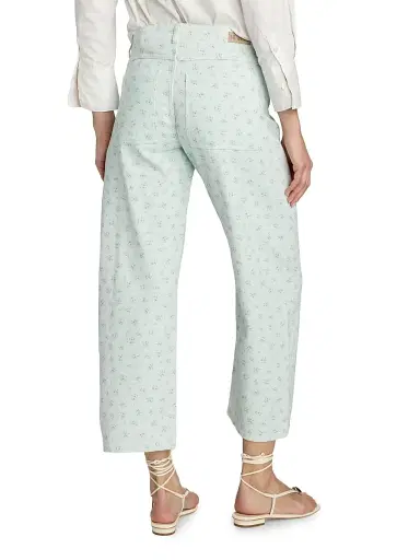 Le Jean Women's Selena Floral Crop Barrel-Leg Jeans - Minty Floral | Thumbnail 5 Le Jean Women's Selena Floral Crop Barrel-Leg Jeans - Minty Floral | Thumbnail 5