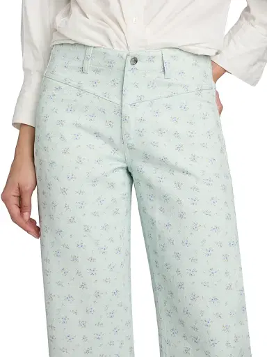 Le Jean Women's Selena Floral Crop Barrel-Leg Jeans - Minty Floral | Thumbnail 6 Le Jean Women's Selena Floral Crop Barrel-Leg Jeans - Minty Floral | Thumbnail 6
