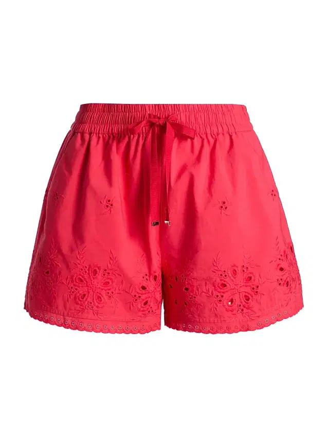 Women's Jorni Mid-Rise Cotton Eyelet Shorts - Candy Apple Women's Jorni Mid-Rise Cotton Eyelet Shorts - Candy Apple