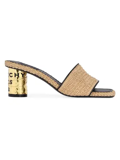 Givenchy Women's Tape Raffia-Effect Heeled Mules - Natural | Thumbnail 1 Givenchy Women's Tape Raffia-Effect Heeled Mules - Natural | Thumbnail 1