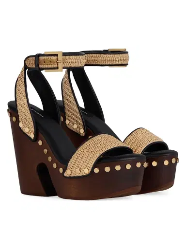 Givenchy Women's Clog Raffia-Effect Platform Sandals with Studs Detail - Natural | Thumbnail 3 Givenchy Women's Clog Raffia-Effect Platform Sandals with Studs Detail - Natural | Thumbnail 3