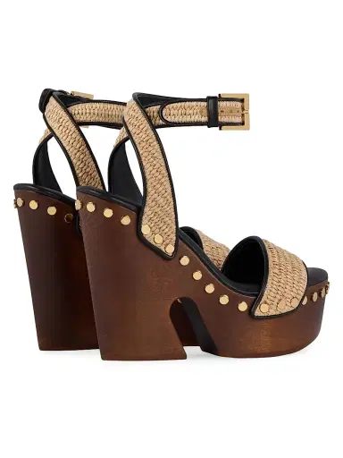 Givenchy Women's Clog Raffia-Effect Platform Sandals with Studs Detail - Natural | Thumbnail 4 Givenchy Women's Clog Raffia-Effect Platform Sandals with Studs Detail - Natural | Thumbnail 4