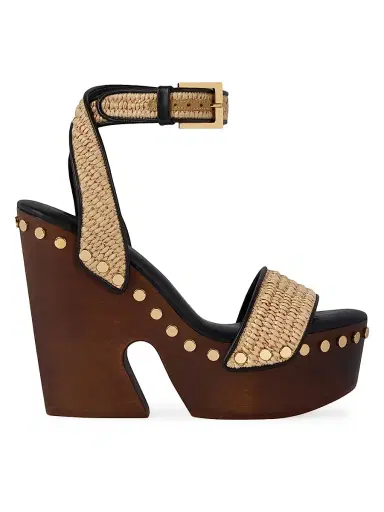 Givenchy Women's Clog Raffia-Effect Platform Sandals with Studs Detail - Natural | Thumbnail 1 Givenchy Women's Clog Raffia-Effect Platform Sandals with Studs Detail - Natural | Thumbnail 1