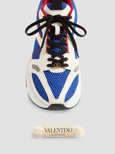 Valentino Garavani Men's Demivee Sneakers in Mesh Fabric with Suede Inserts - White Blue - Size 6.5 | Thumbnail 5 Valentino Garavani Men's Demivee Sneakers in Mesh Fabric with Suede Inserts - White Blue - Size 6.5 | Thumbnail 5