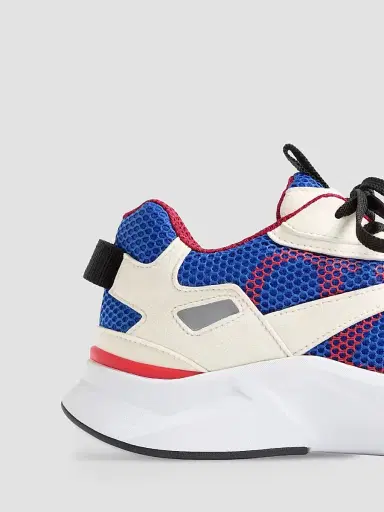 Valentino Garavani Men's Demivee Sneakers in Mesh Fabric with Suede Inserts - White Blue - Size 6.5 | Thumbnail 6 Valentino Garavani Men's Demivee Sneakers in Mesh Fabric with Suede Inserts - White Blue - Size 6.5 | Thumbnail 6