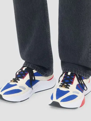 Valentino Garavani Men's Demivee Sneakers in Mesh Fabric with Suede Inserts - White Blue - Size 6.5 | Thumbnail 8 Valentino Garavani Men's Demivee Sneakers in Mesh Fabric with Suede Inserts - White Blue - Size 6.5 | Thumbnail 8