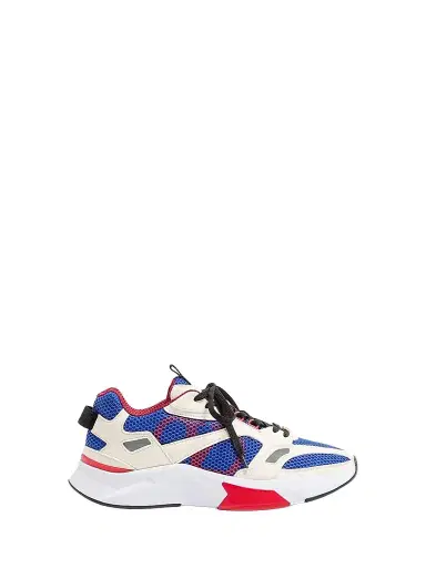 Valentino Garavani Men's Demivee Sneakers in Mesh Fabric with Suede Inserts - White Blue - Size 6.5 | Thumbnail 1 Valentino Garavani Men's Demivee Sneakers in Mesh Fabric with Suede Inserts - White Blue - Size 6.5 | Thumbnail 1