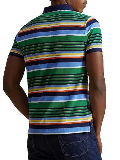 Polo Ralph Lauren Men's Striped Mesh-Knit Cotton Polo Shirt - Billiard Stripe Multi - Size XL | Thumbnail 4 Polo Ralph Lauren Men's Striped Mesh-Knit Cotton Polo Shirt - Billiard Stripe Multi - Size XL | Thumbnail 4