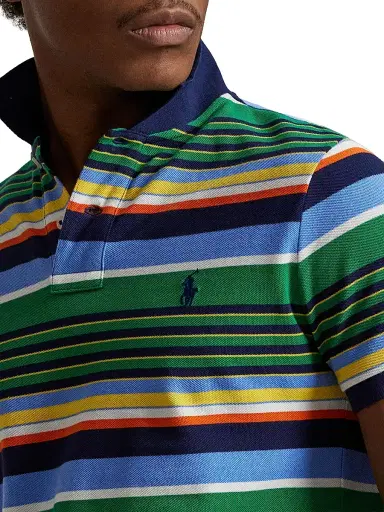 Polo Ralph Lauren Men's Striped Mesh-Knit Cotton Polo Shirt - Billiard Stripe Multi - Size XL | Thumbnail 5 Polo Ralph Lauren Men's Striped Mesh-Knit Cotton Polo Shirt - Billiard Stripe Multi - Size XL | Thumbnail 5