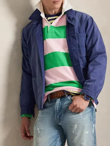 Polo Ralph Lauren Men's Rugby Striped Cotton Shirt | Thumbnail 6 Polo Ralph Lauren Men's Rugby Striped Cotton Shirt | Thumbnail 6