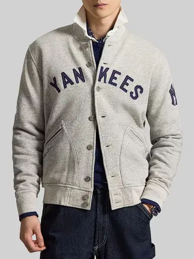 Polo Ralph Lauren Men's Yankees Vintage Fleece Bomber Jacket | Thumbnail 4 Polo Ralph Lauren Men's Yankees Vintage Fleece Bomber Jacket | Thumbnail 4