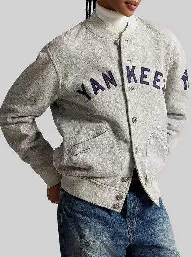 Polo Ralph Lauren Men's Yankees Vintage Fleece Bomber Jacket | Thumbnail 6 Polo Ralph Lauren Men's Yankees Vintage Fleece Bomber Jacket | Thumbnail 6