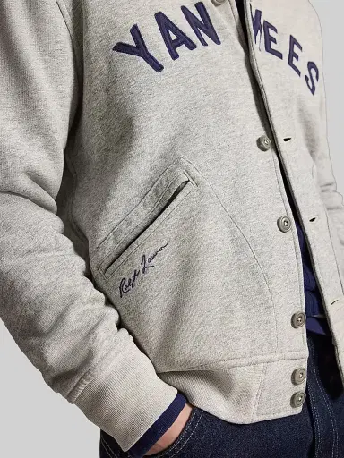 Polo Ralph Lauren Men's Yankees Vintage Fleece Bomber Jacket | Thumbnail 7 Polo Ralph Lauren Men's Yankees Vintage Fleece Bomber Jacket | Thumbnail 7