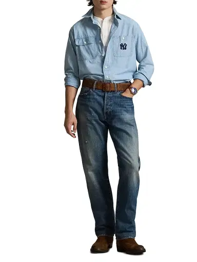 Polo Ralph Lauren Men's x Yankees Chambray Shirt | Thumbnail 2 Polo Ralph Lauren Men's x Yankees Chambray Shirt | Thumbnail 2