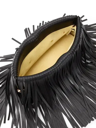 Givenchy Women's Pinch Soft Clutch in Nappa Leather with Fringes - Black | Thumbnail 4 Givenchy Women's Pinch Soft Clutch in Nappa Leather with Fringes - Black | Thumbnail 4