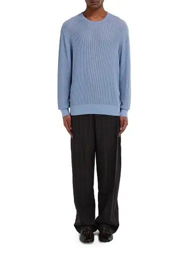Ferragamo Men's Open Rib-Knit Crewneck Sweater | Thumbnail 2 Ferragamo Men's Open Rib-Knit Crewneck Sweater | Thumbnail 2