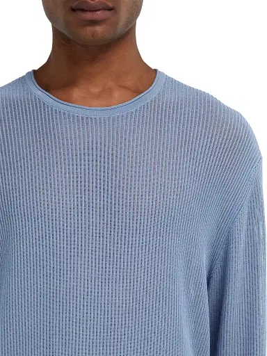 Ferragamo Men's Open Rib-Knit Crewneck Sweater | Thumbnail 5 Ferragamo Men's Open Rib-Knit Crewneck Sweater | Thumbnail 5