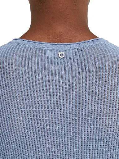 Ferragamo Men's Open Rib-Knit Crewneck Sweater | Thumbnail 6 Ferragamo Men's Open Rib-Knit Crewneck Sweater | Thumbnail 6