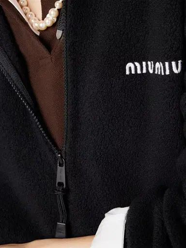 Miu Miu Women's Fleece Sweatshirt - Black | Thumbnail 6 Miu Miu Women's Fleece Sweatshirt - Black | Thumbnail 6