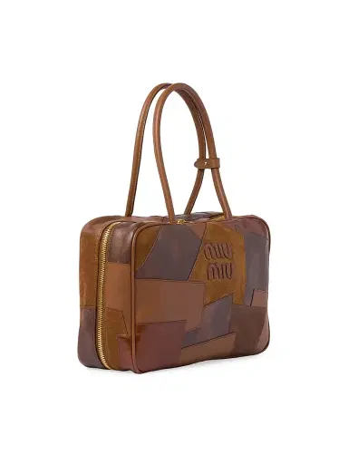 Miu Miu Women's Leather Patchwork Beau Top Handle Bag - Brown | Thumbnail 4 Miu Miu Women's Leather Patchwork Beau Top Handle Bag - Brown | Thumbnail 4