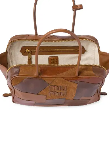 Miu Miu Women's Leather Patchwork Beau Top Handle Bag - Brown | Thumbnail 6 Miu Miu Women's Leather Patchwork Beau Top Handle Bag - Brown | Thumbnail 6