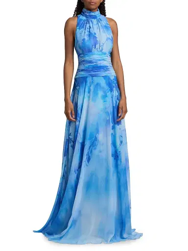Teri Jon by Rickie Freeman Women's Cloud Print Chiffon Gown - Blue Multi - Size 18 | Thumbnail 3 Teri Jon by Rickie Freeman Women's Cloud Print Chiffon Gown - Blue Multi - Size 18 | Thumbnail 3