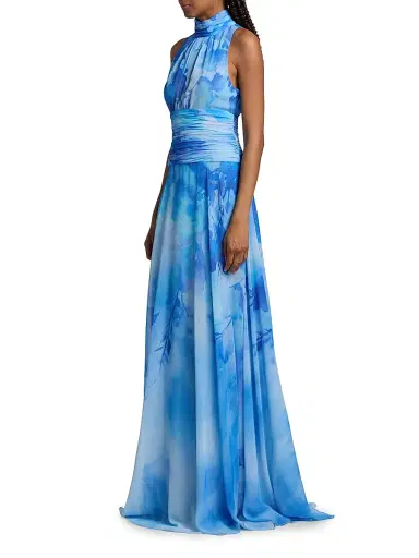 Teri Jon by Rickie Freeman Women's Cloud Print Chiffon Gown - Blue Multi - Size 18 | Thumbnail 4 Teri Jon by Rickie Freeman Women's Cloud Print Chiffon Gown - Blue Multi - Size 18 | Thumbnail 4