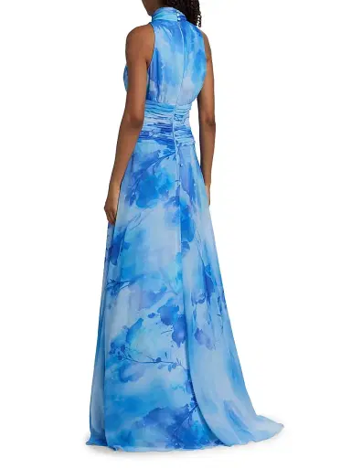 Teri Jon by Rickie Freeman Women's Cloud Print Chiffon Gown - Blue Multi - Size 18 | Thumbnail 5 Teri Jon by Rickie Freeman Women's Cloud Print Chiffon Gown - Blue Multi - Size 18 | Thumbnail 5