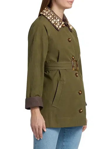 Veronica Beard Women's Langham Belted Dickey Coat - Army | Thumbnail 4 Veronica Beard Women's Langham Belted Dickey Coat - Army | Thumbnail 4