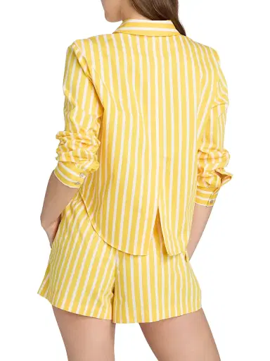 L'Agence Women's Cosette Stripe High-Low Button-Front Crop Shirt | Thumbnail 5 L'Agence Women's Cosette Stripe High-Low Button-Front Crop Shirt | Thumbnail 5