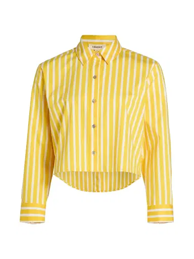 L'Agence Women's Cosette Stripe High-Low Button-Front Crop Shirt | Thumbnail 1 L'Agence Women's Cosette Stripe High-Low Button-Front Crop Shirt | Thumbnail 1