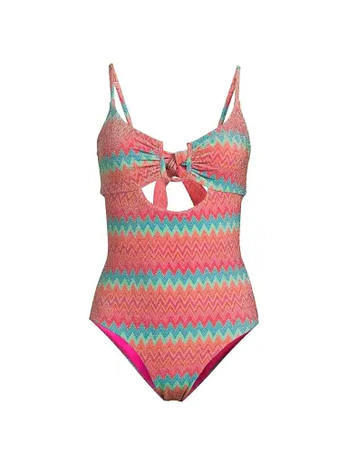BEACH RIOT Women's Lindy Metallic Chevron One-Piece Swimsuit - Strawberry Ice Chevron - Size XL | Thumbnail 1 BEACH RIOT Women's Lindy Metallic Chevron One-Piece Swimsuit - Strawberry Ice Chevron - Size XL | Thumbnail 1
