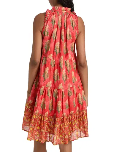 Ro's Garden Women's Sofie Tiered Floral Cotton Minidress - Red - Size Small | Thumbnail 5 Ro's Garden Women's Sofie Tiered Floral Cotton Minidress - Red - Size Small | Thumbnail 5