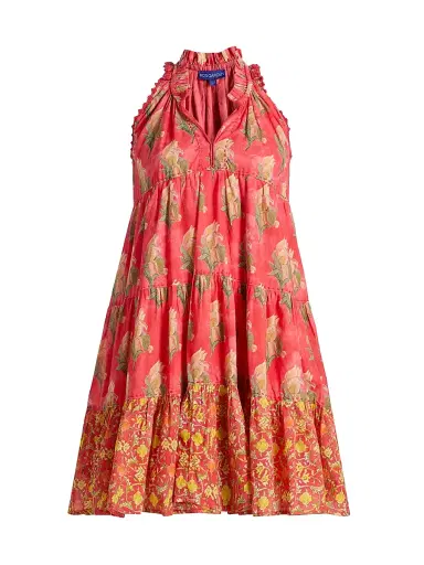Ro's Garden Women's Sofie Tiered Floral Cotton Minidress - Red - Size Small | Thumbnail 1 Ro's Garden Women's Sofie Tiered Floral Cotton Minidress - Red - Size Small | Thumbnail 1