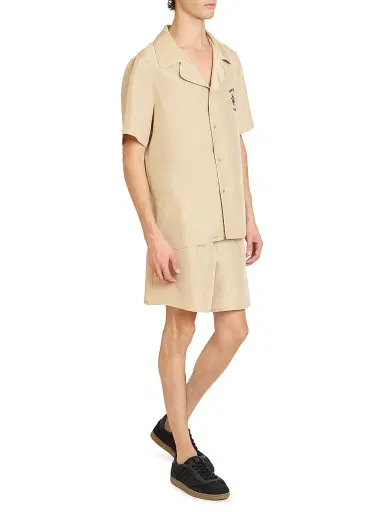 Balmain Men's Sun Embroidered Silk Shirt - Beige Clair Marron | Thumbnail 2 Balmain Men's Sun Embroidered Silk Shirt - Beige Clair Marron | Thumbnail 2