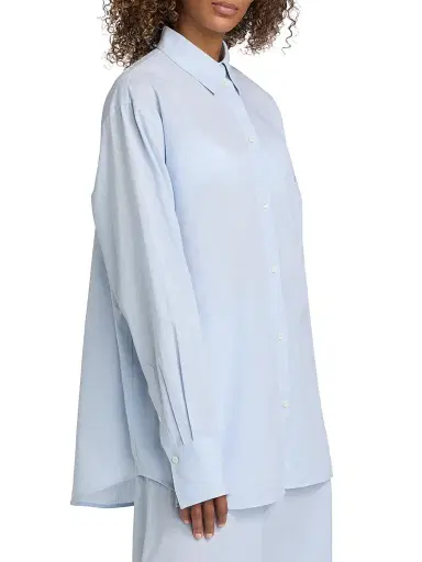 Toteme Women's Garderob Oversized Cotton-Linen Shirt - Sky | Thumbnail 4 Toteme Women's Garderob Oversized Cotton-Linen Shirt - Sky | Thumbnail 4