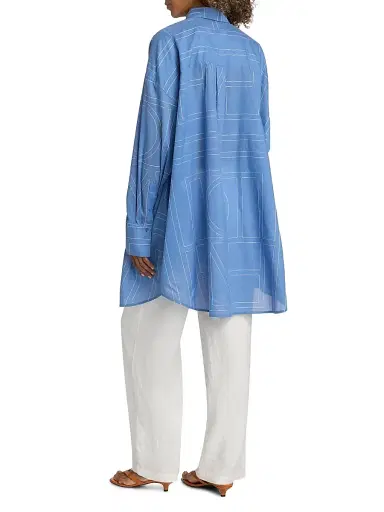 TOTEME Women's Monogram Long Summer Shirt - Cobalt - Size 12 | Thumbnail 5 TOTEME Women's Monogram Long Summer Shirt - Cobalt - Size 12 | Thumbnail 5