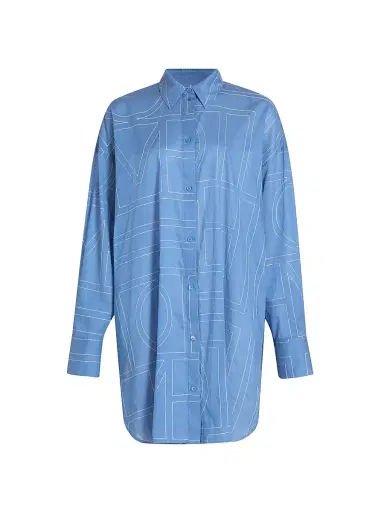 TOTEME Women's Monogram Long Summer Shirt - Cobalt - Size 12 | Thumbnail 1 TOTEME Women's Monogram Long Summer Shirt - Cobalt - Size 12 | Thumbnail 1