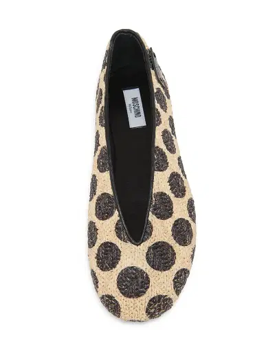 MOSCHINO Women's Printed Raffia Ballerina Flats | Thumbnail 4 MOSCHINO Women's Printed Raffia Ballerina Flats | Thumbnail 4