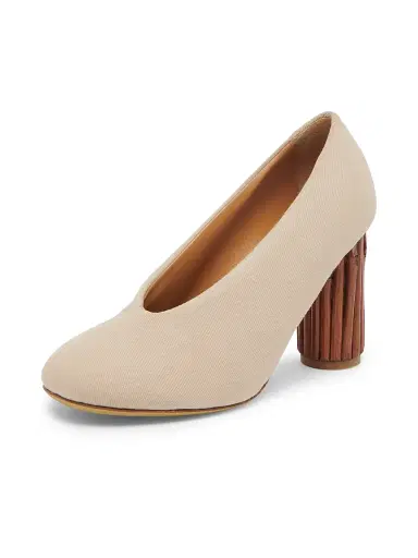 MOSCHINO Women's Round Toe Cotton Pumps - Beige - Size 11 | Thumbnail 2 MOSCHINO Women's Round Toe Cotton Pumps - Beige - Size 11 | Thumbnail 2
