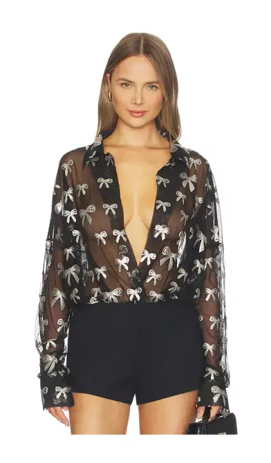 Norma Kamali Super Oversized Boyfriend Nk Shirt Bodysuit | Thumbnail 1 Norma Kamali Super Oversized Boyfriend Nk Shirt Bodysuit | Thumbnail 1